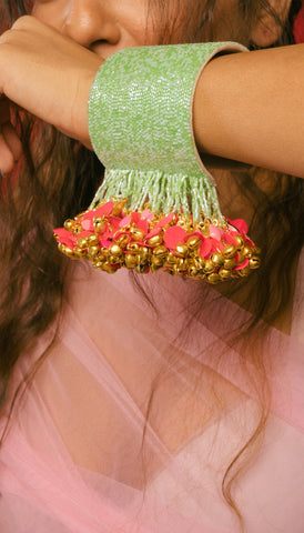 EYE CANDY : YELLOW - EMBROIDERED TASSEL BANGLE