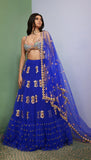 ARTWORQ: BLUE EMBELLISHED  FULL LEHENGA SET