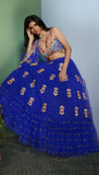 ARTWORQ: BLUE EMBELLISHED  FULL LEHENGA SET