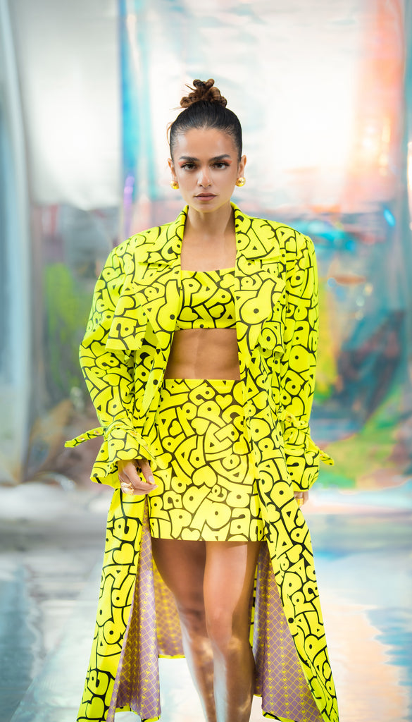 Neon Trench coat and Mini Skirt Set in Papa's Driving me crazy