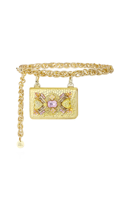 Luxe Gold Chain-link Embellished Belt Bag