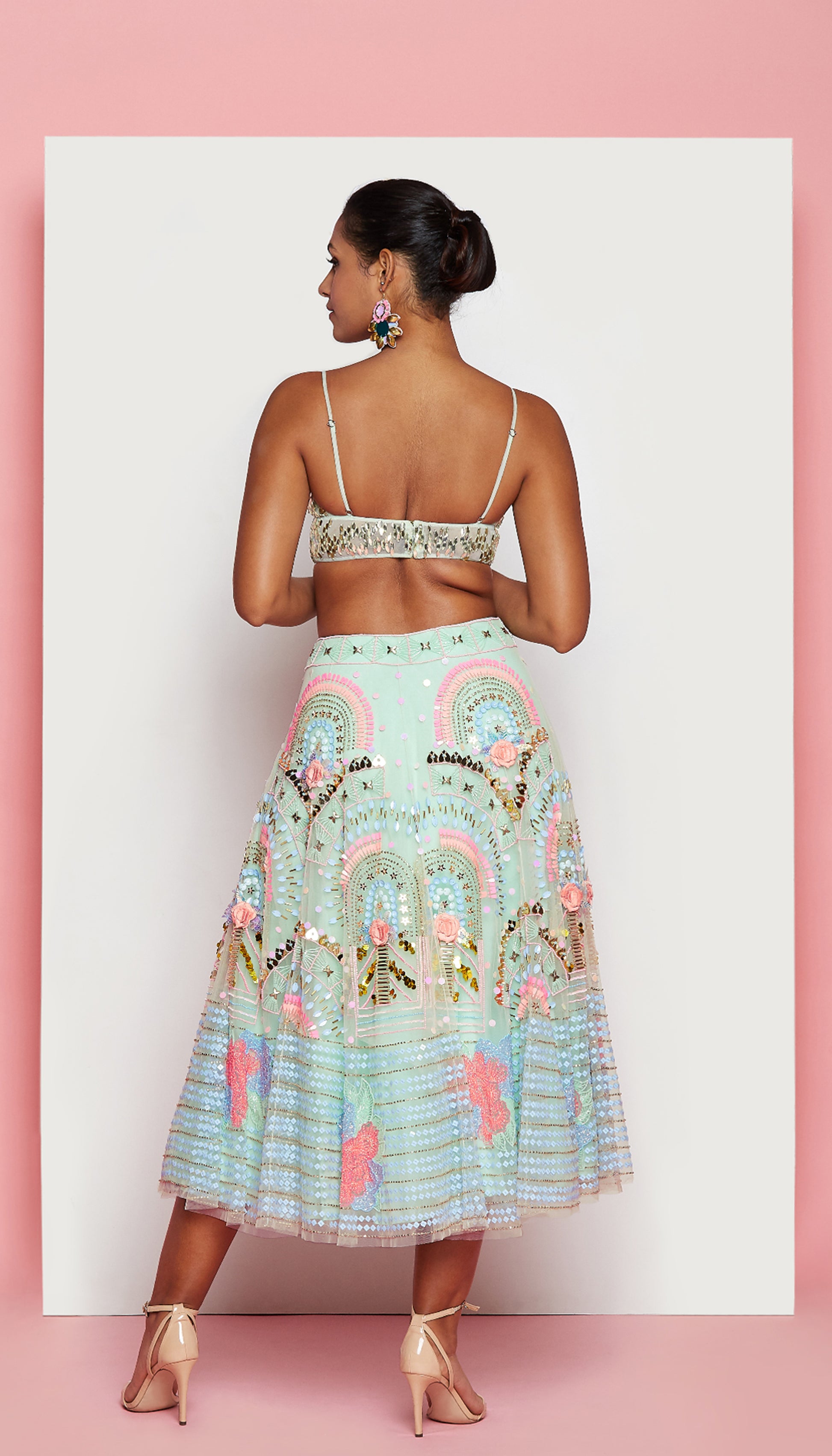 Mint Green Half Lehenga Set-Papa Don't Preach