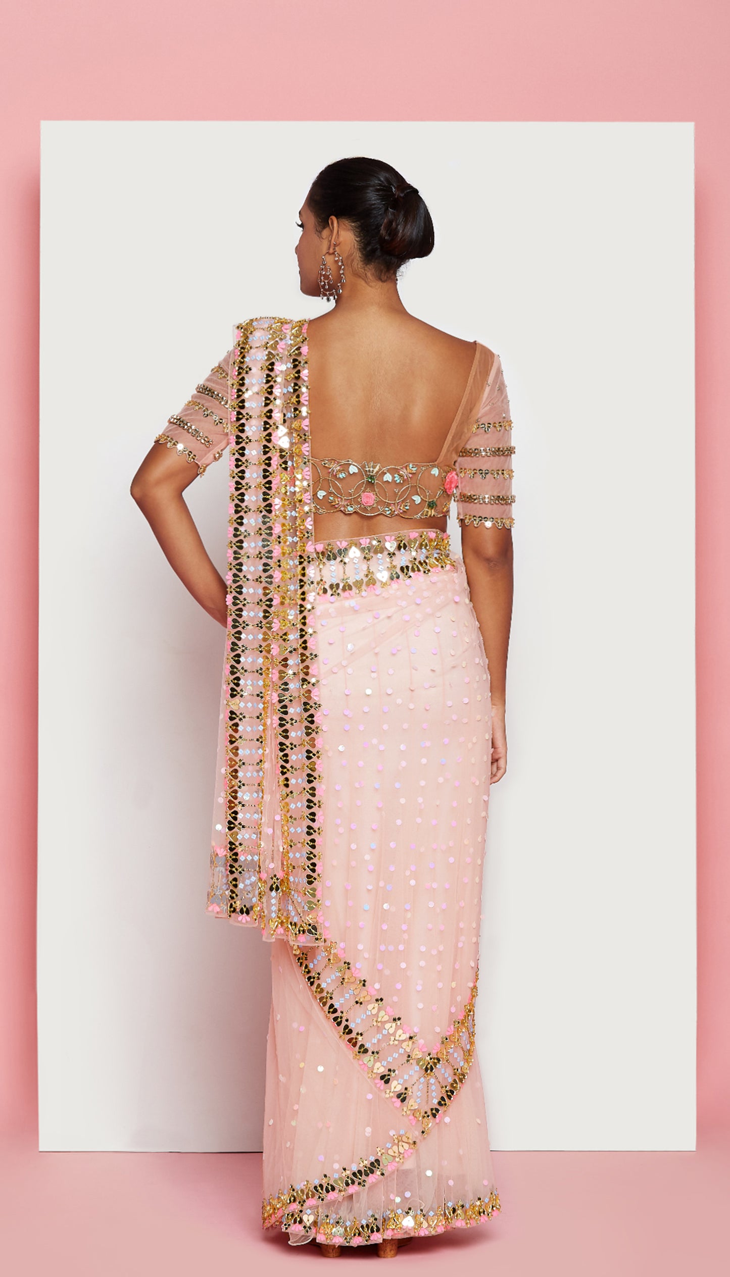 Vivien - BLUSH PINK EMBELLISHED SAREE SET