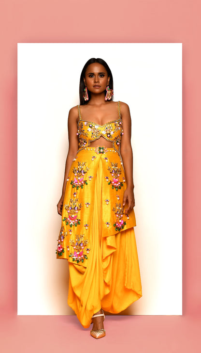 Mindy Kaling - MUSTARD YELLOW EMBELLISHED DHOTI JUMPSUIT
