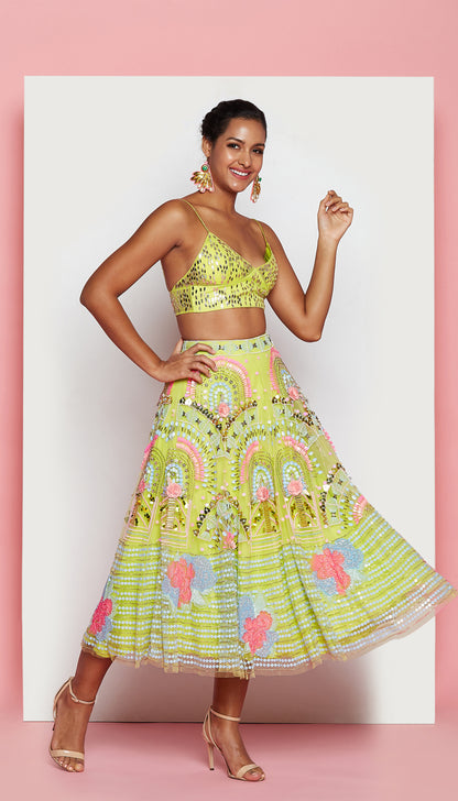 Tapsee Pannu - Lime embellished Lehenga Set