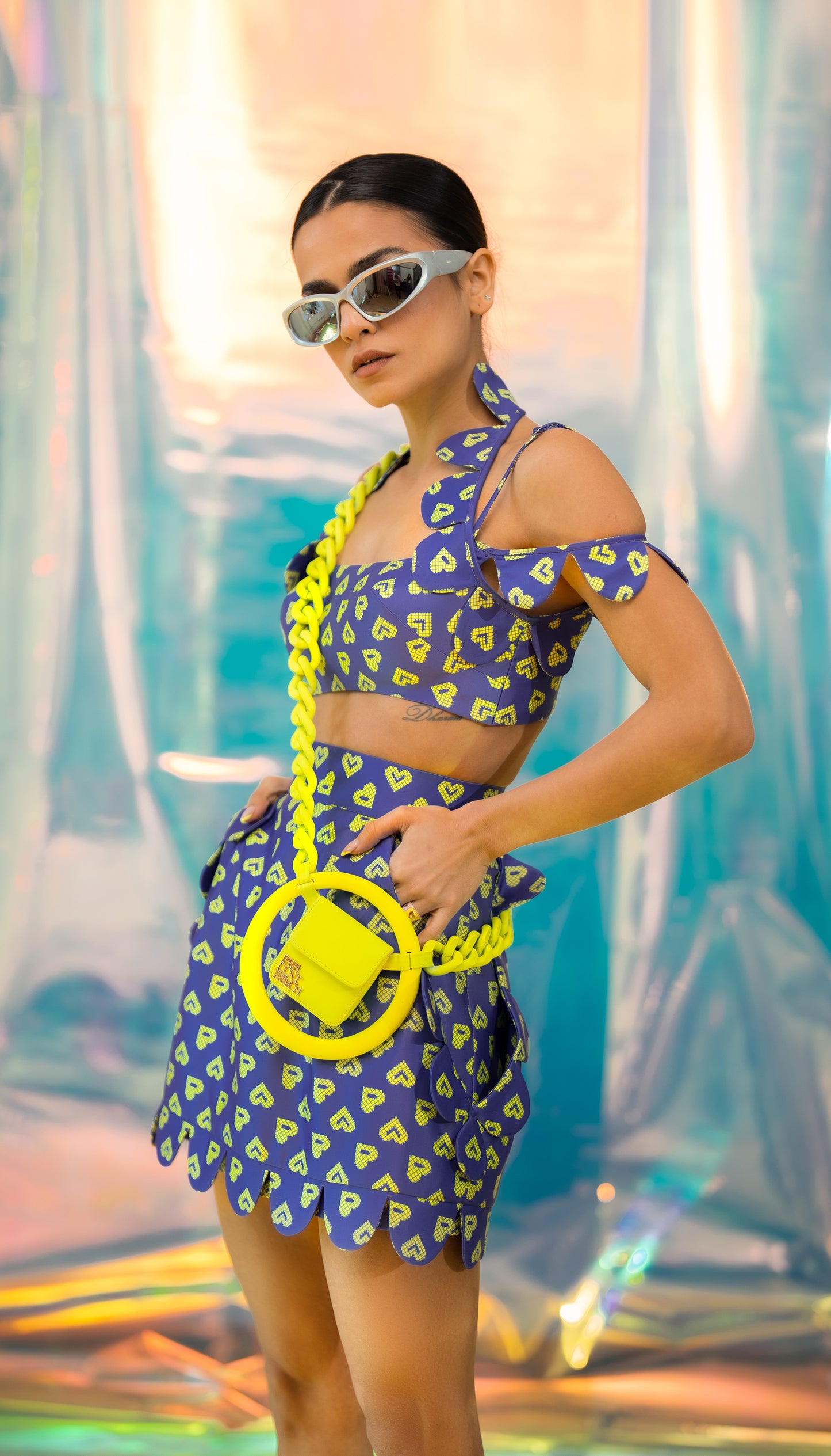 Blue Scallop Bralette and skirt set in Pac Street Girl