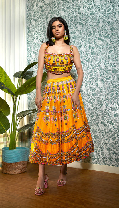 Mango Embellished Half Lehenga Set-Papa Don't Preach