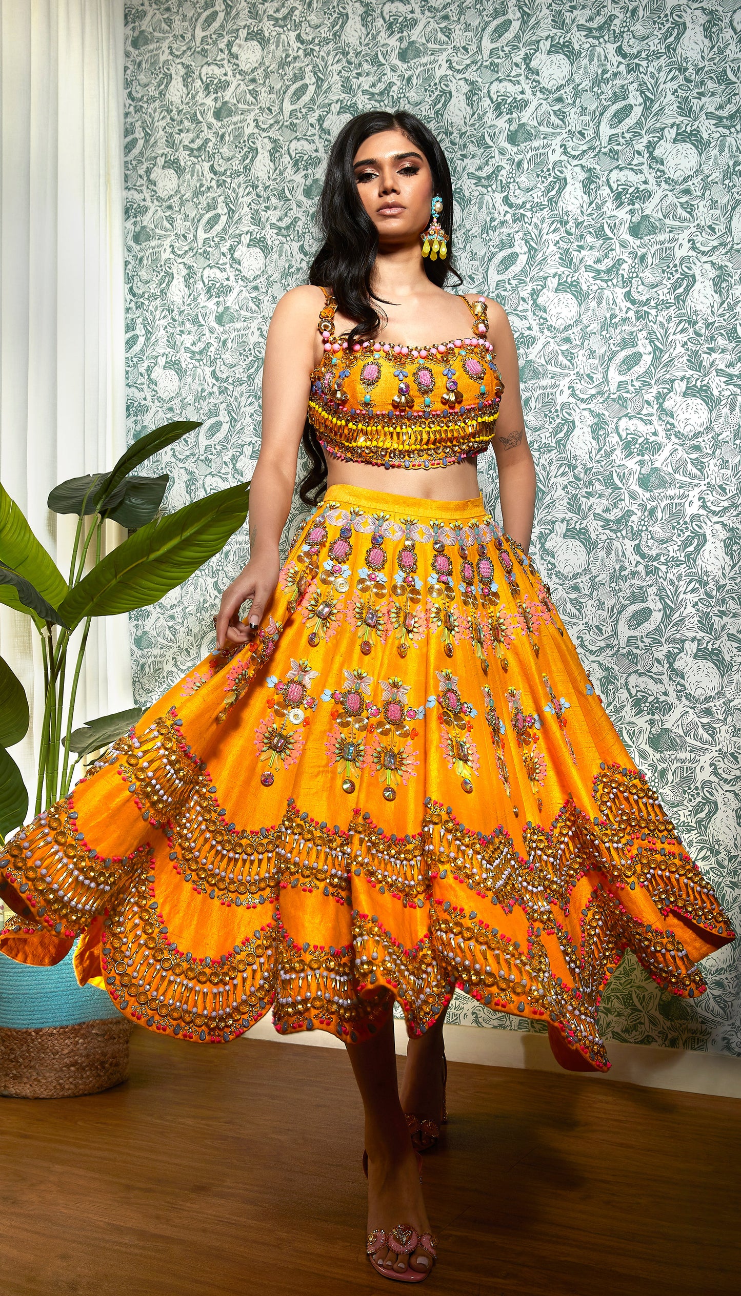 BUMBLEBEE : MANGO EMBELLISHED HALF LEHENGA SET. – Papa Don't Preach