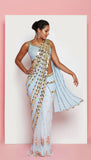 Richa Moorjani - Powder Blue embroidered pre-stitched saree Set