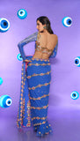 Chrissy- Blue Pre-stitched embellished Saree Set