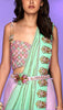 Keeping My Tabs! - mint pre-stitched saree set