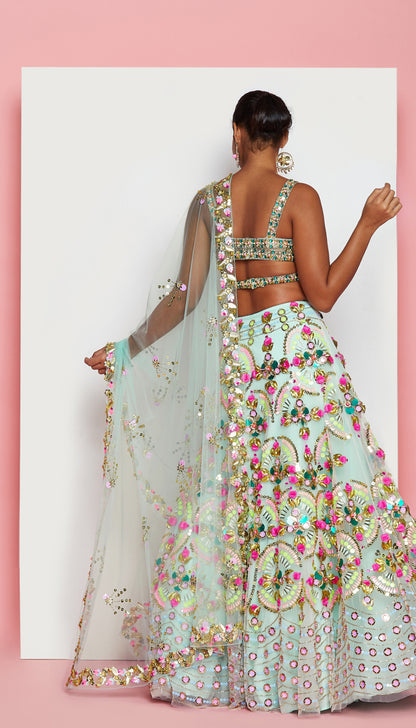 Rebel -  Mint Green Embellished Lehenga Set