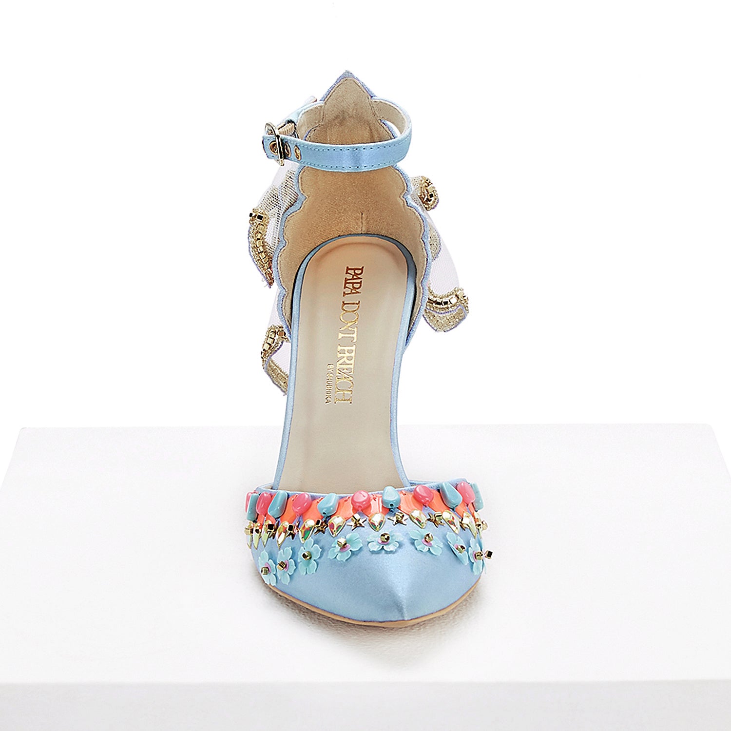 Miss Lola | Birthday Wishes Blue Embellished Lace Up High Heels – MISS LOLA