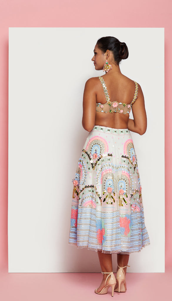 AURORA  - IVORY EMBELLISHED HALF LEHENGA SET