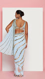Richa Moorjani - Powder Blue embroidered pre-stitched saree Set