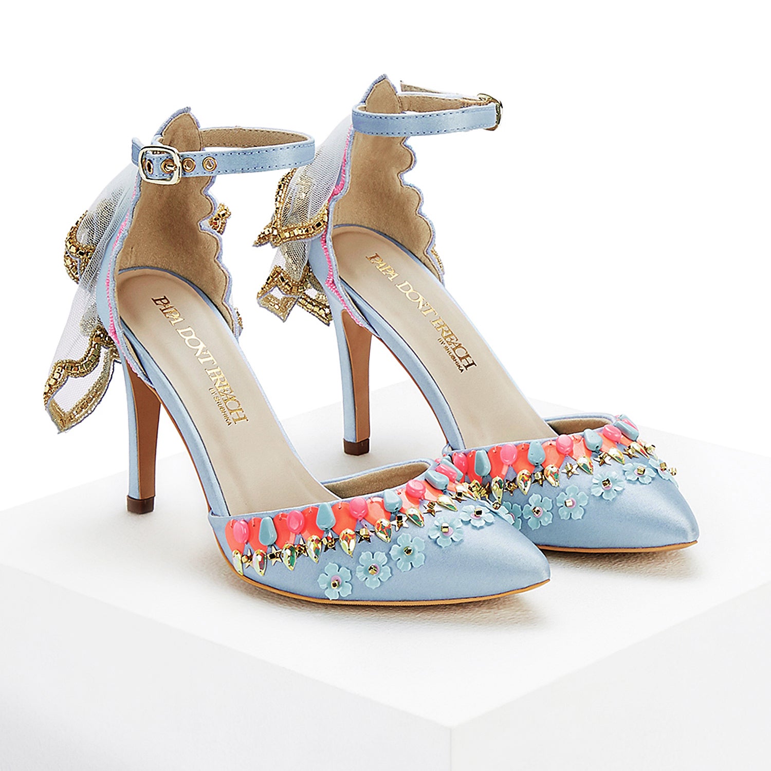 Royal Blue Embellished Heels – Aashi.Co