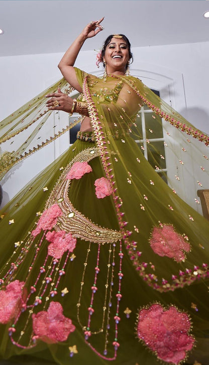 Raja Kumari - olive embellished Lehenga Set