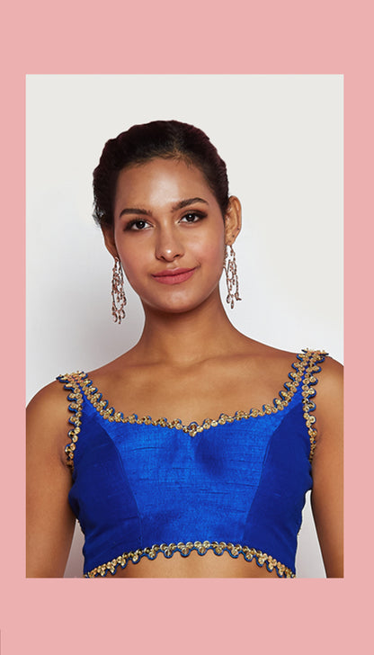 ROCK N ROLLA - ELECTRIC BLUE EMBELLISHED PRE-STICHED SAREE SET