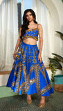 NIGHT BLING : ELECTRIC BLUE EMBELLISHED  HALF LEHENGA