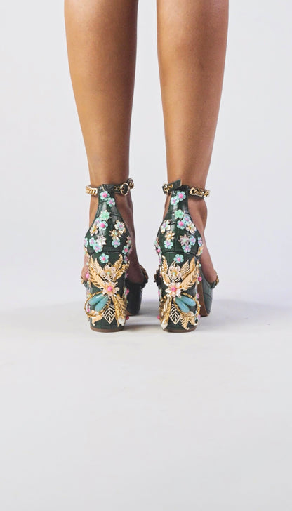 Medusa - Bottle green Block heels