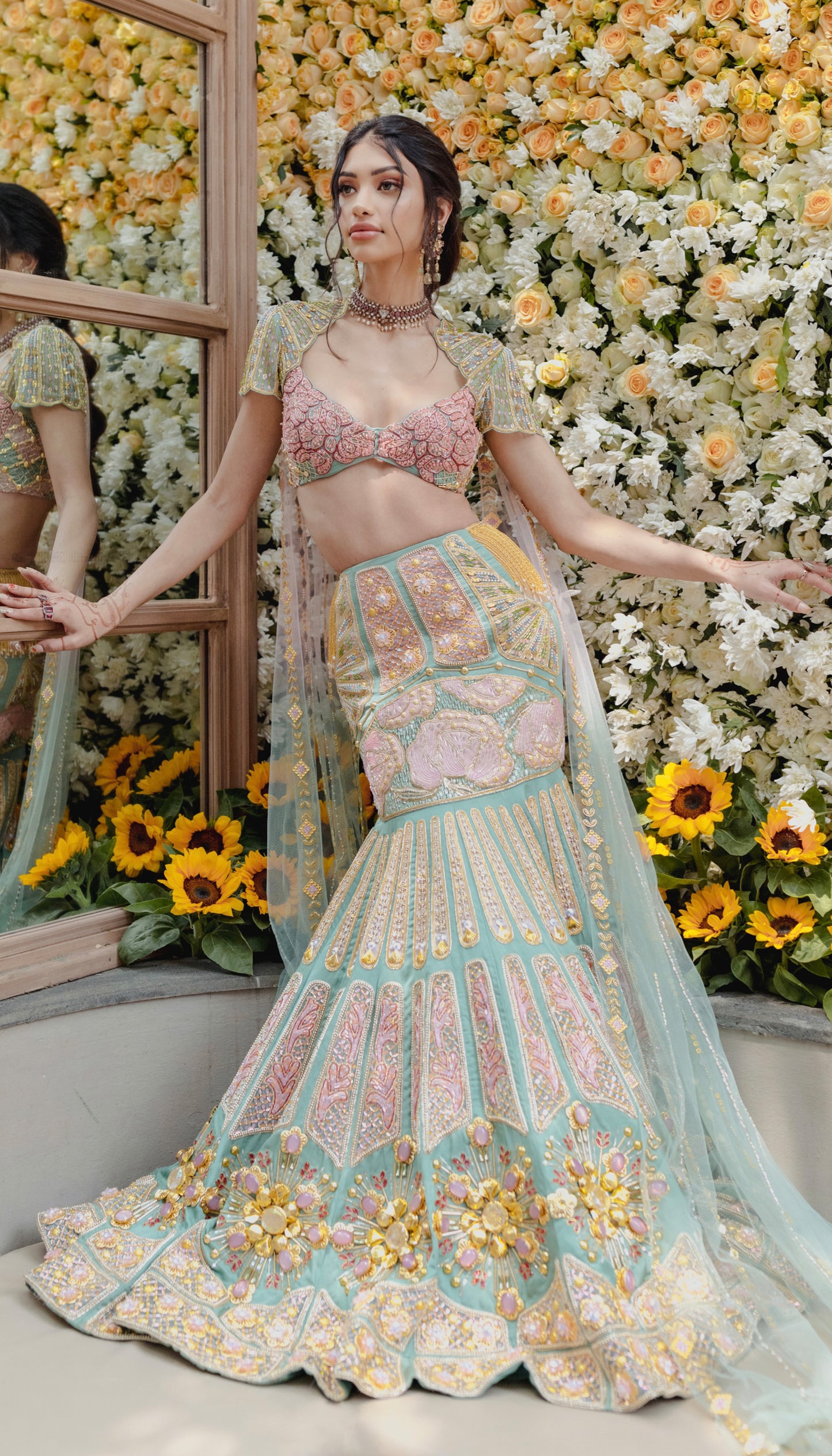 Teal Fishcut Lehenga Set- Papa Don't Preach