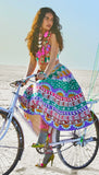ARTIST'S MUSE - MULTI-COLORED HAND - PAINTED HALF LEHENGA SET