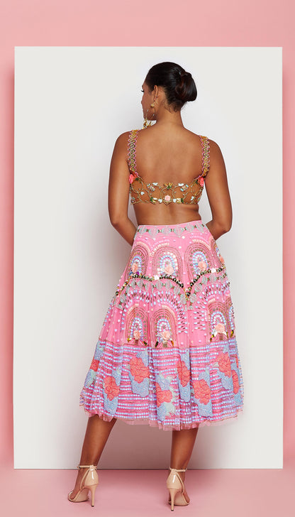 Rose Pink Half Lehenga Set-Papa Don't Preach