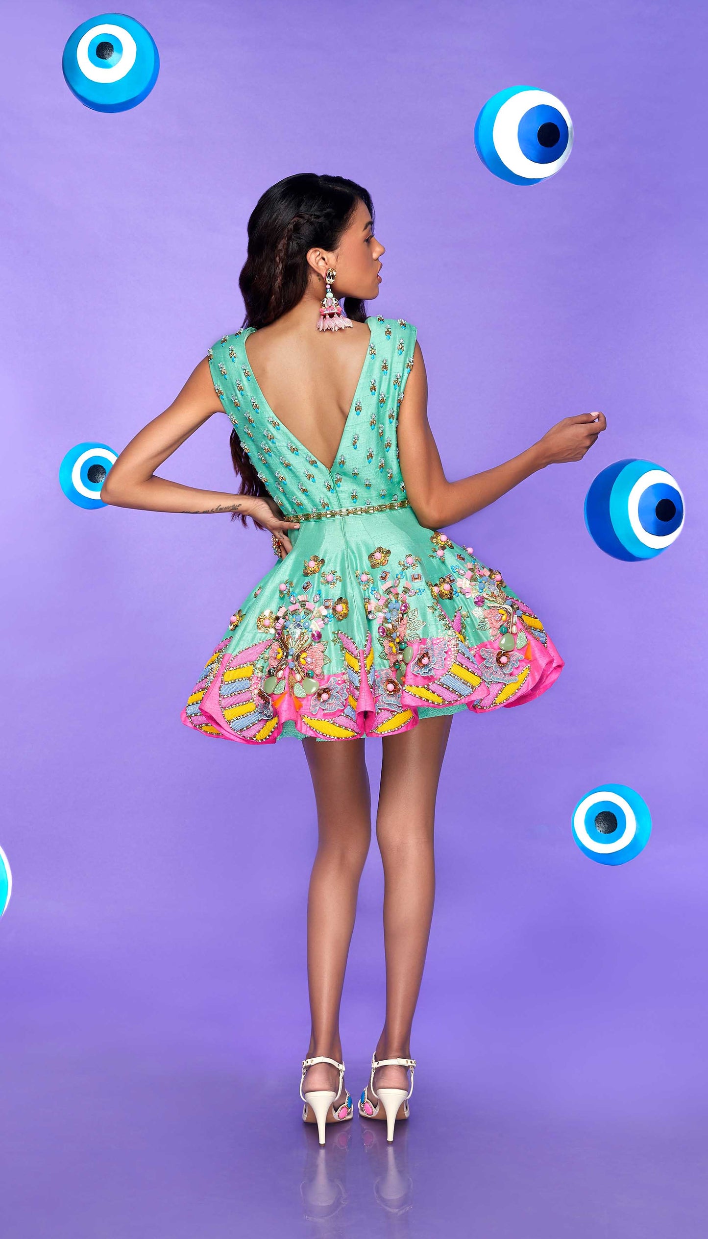 CANDY FLUFF -  MINT AND PINK BABYDOLL DRESS