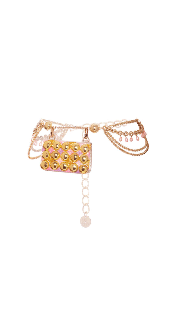 Gold Studded Chain-Link Belt Bag
