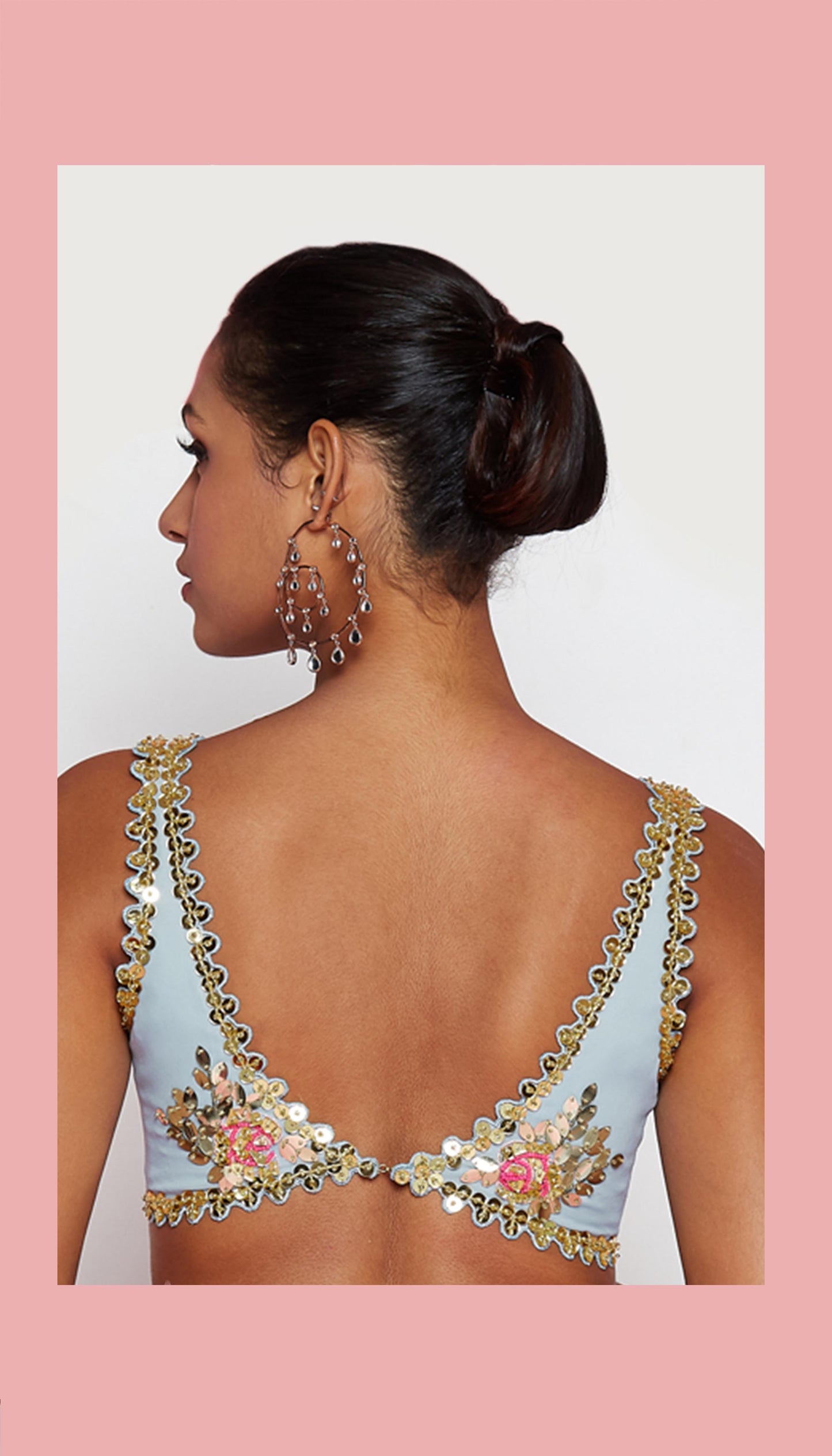 HEART CONFETTI'S  - Powder blue EMBELLISHED PRE-STICHED SAREE SET