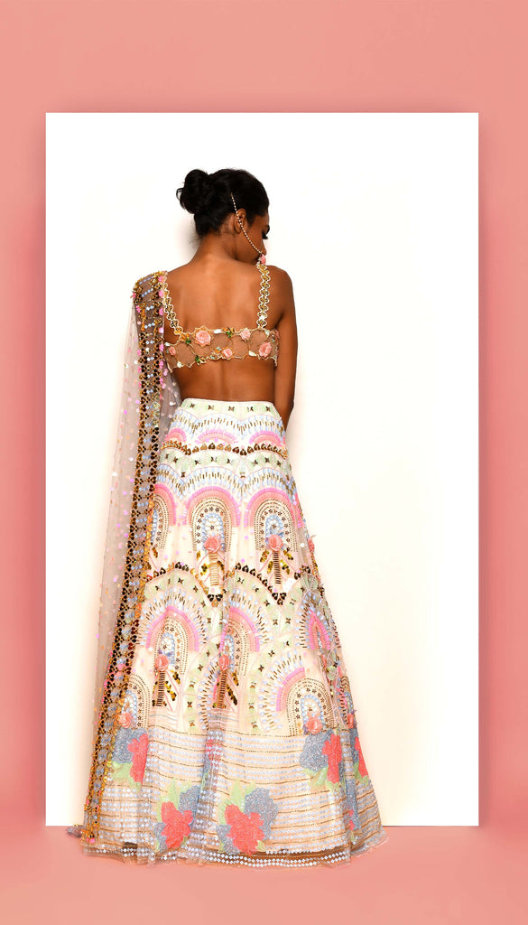 DAISY DOVE - IVORY EMBELLISHED FULL LEHENGA  SET