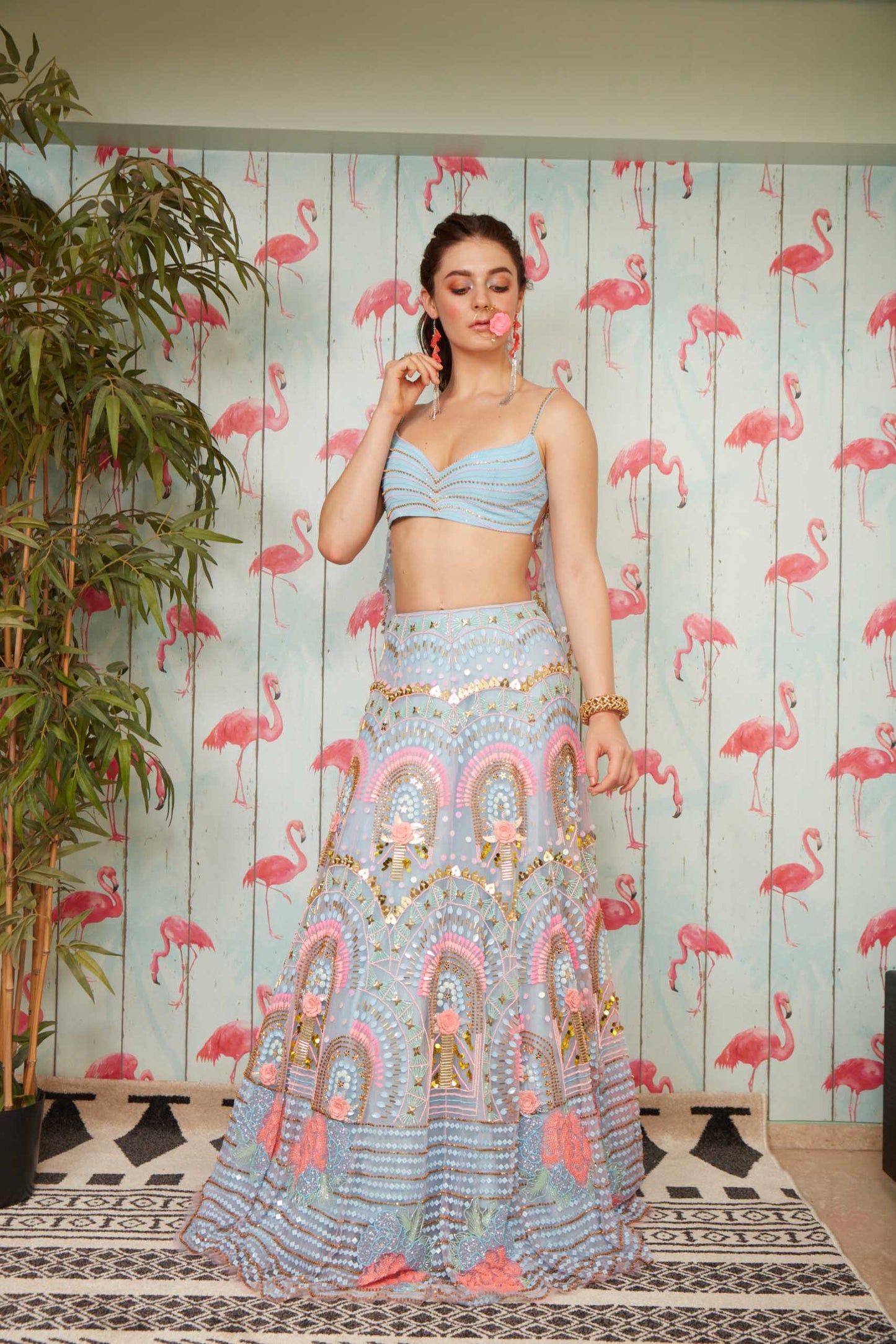 Elsa - Millennial blue embroidered  Lehenga Set