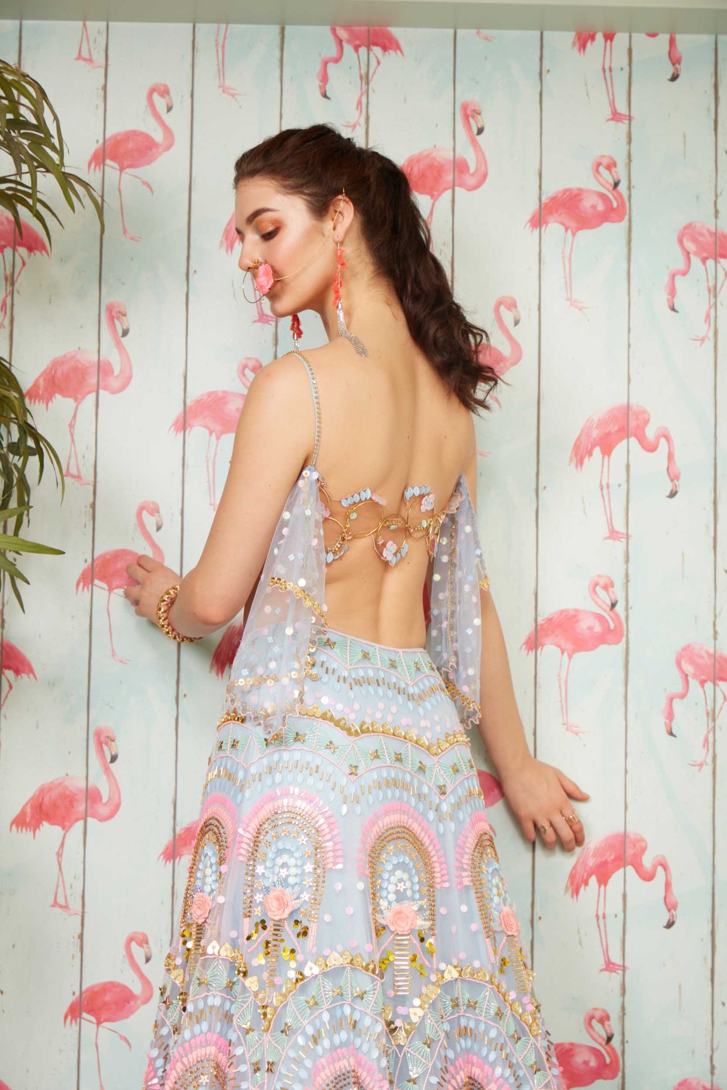 Elsa - Millennial blue embroidered  Lehenga Set