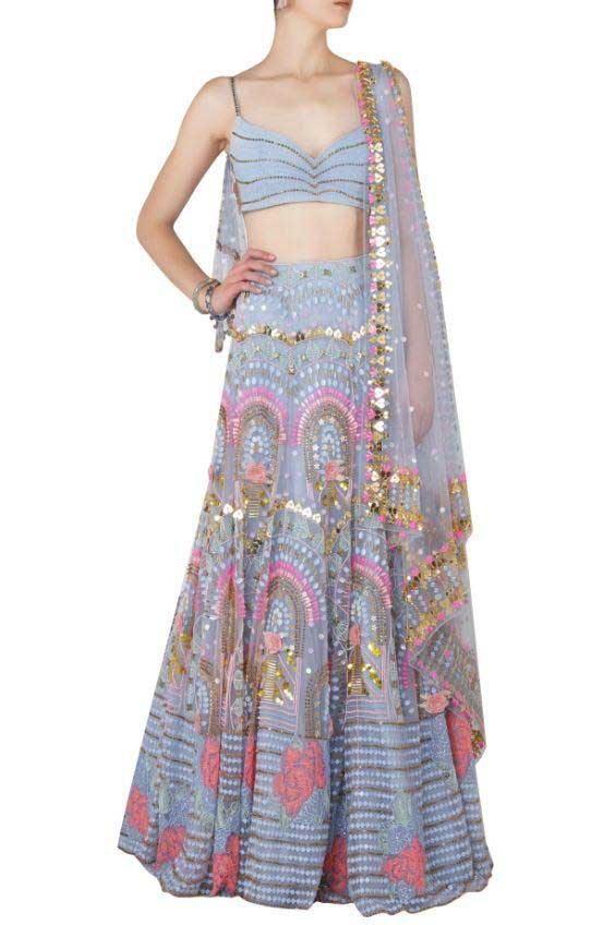 Elsa - Millennial blue embroidered  Lehenga Set