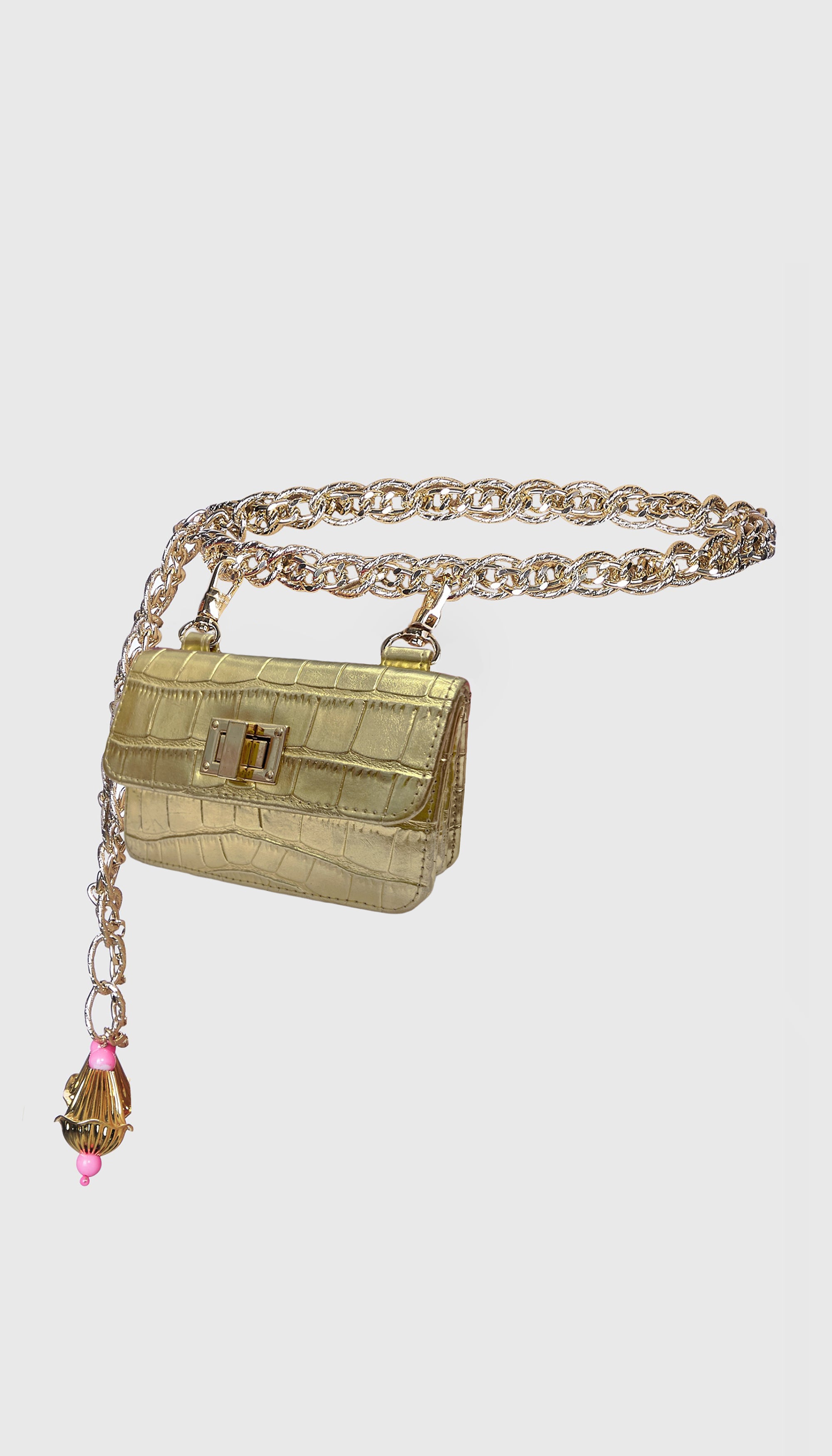 Buy Da Milano Gold Toned Textured Genuine Leather Handheld Bag - Handbags  for Women 6944080 | Myntra