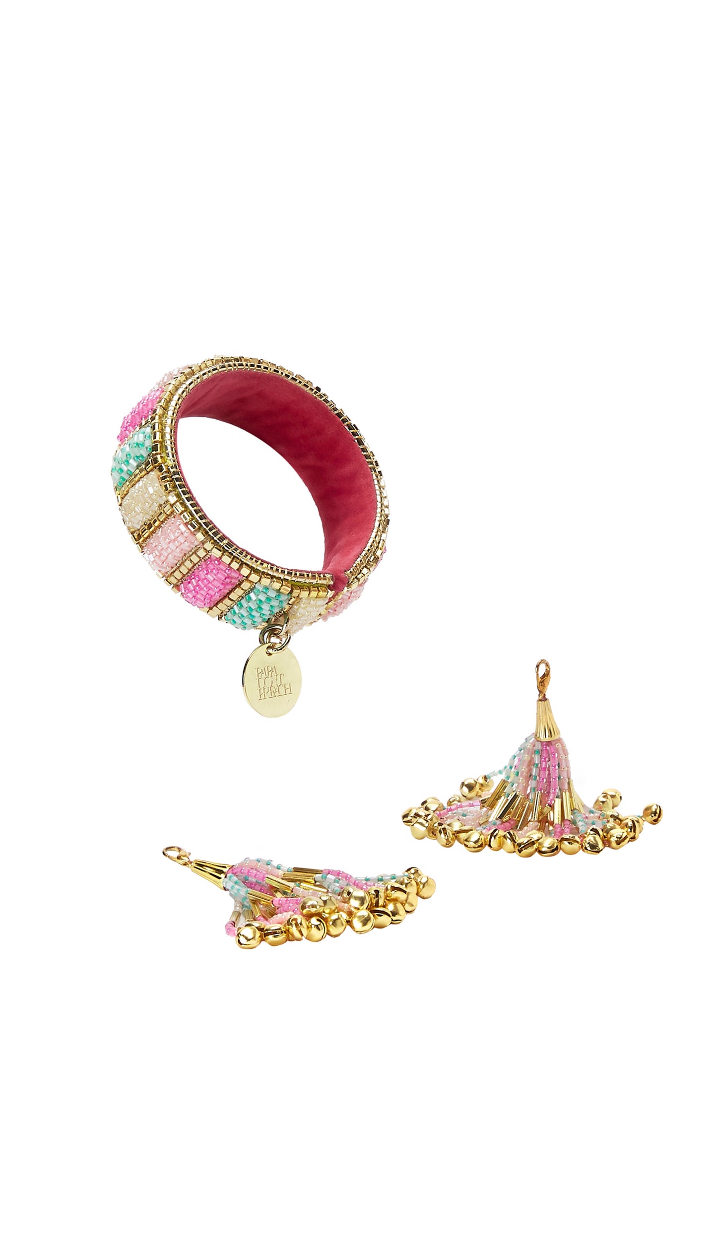 EYE CANDY : YELLOW - EMBROIDERED TASSEL BANGLE