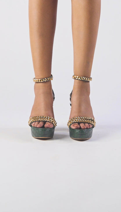 Medusa - Bottle green Block heels