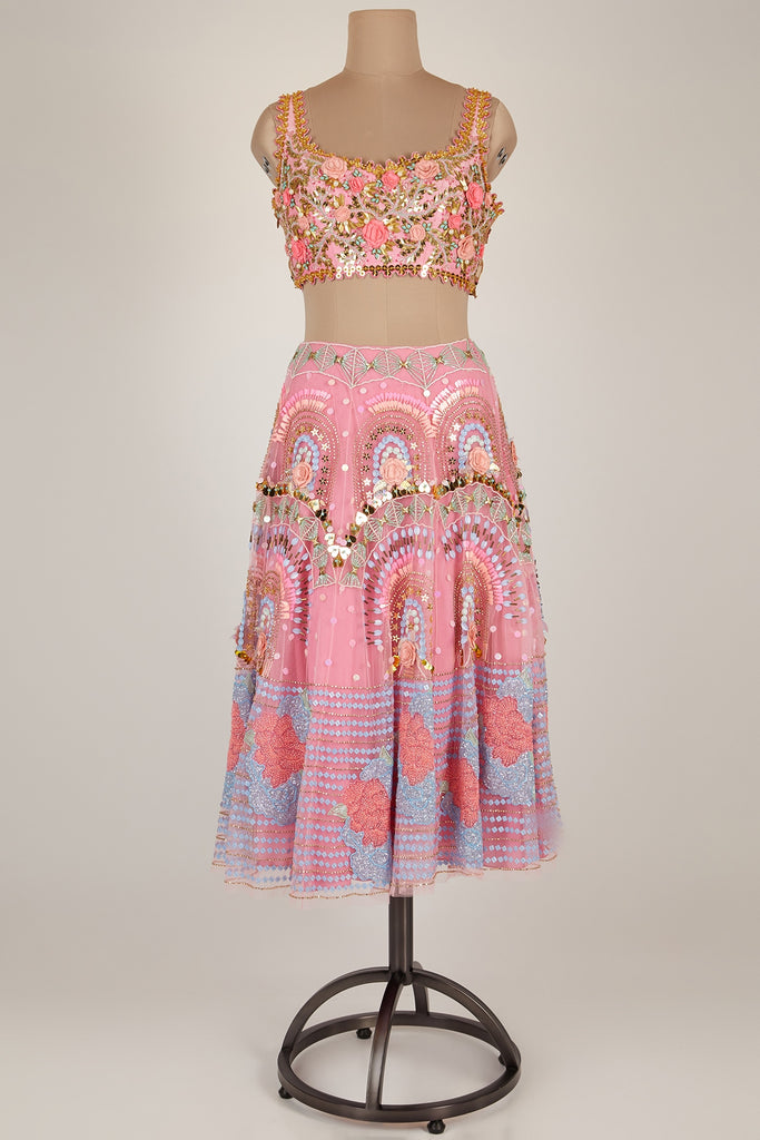 Pink Embroidered Lehenga With Blouse