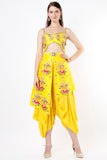 Yellow Raw Silk Embroidered Jumpsuit