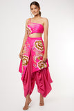 Pink 3D Embroidered Dhoti Jumpsuit