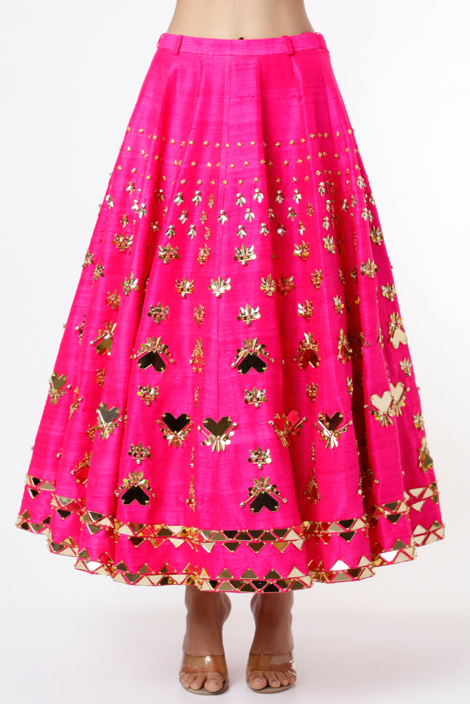 Pink Sequins Embellished Skirt Set
