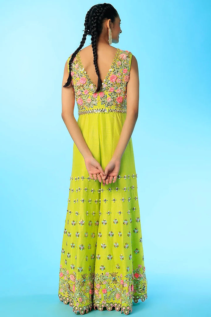 WILD WOMAN - Lime Embroidered Jumpsuit