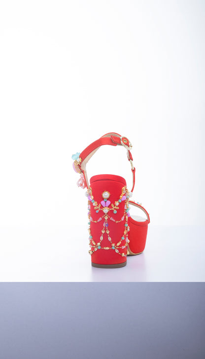 Ruby Rush - Red Platform Block Heels