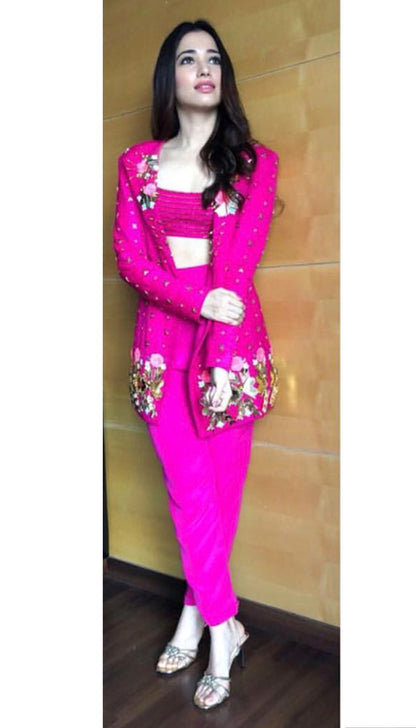 Tamannaah Bhatia - HOT PINK EMBELLISHED PANT SUIT