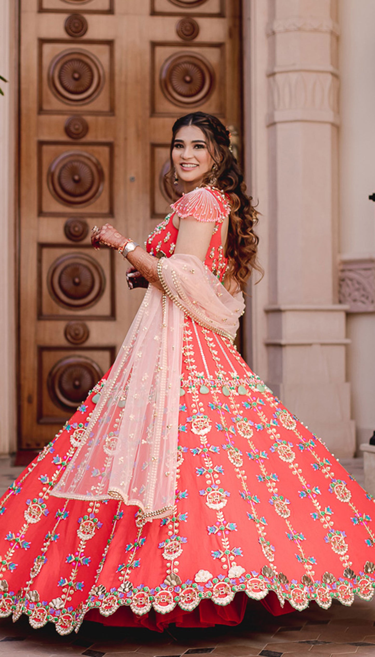 Fiercely Frenzy : Red Full Lehenga Set