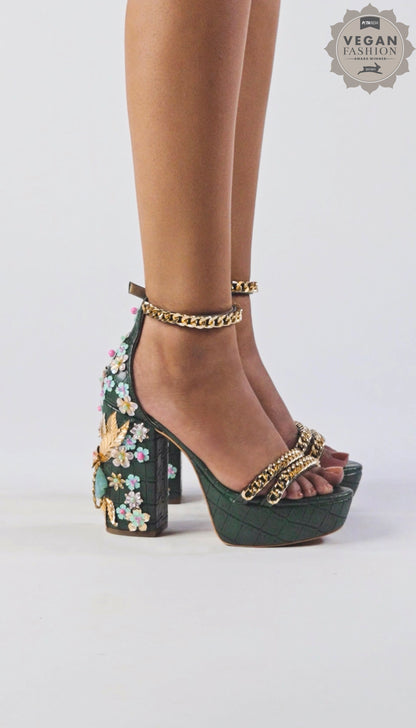 Medusa - Bottle green Block heels