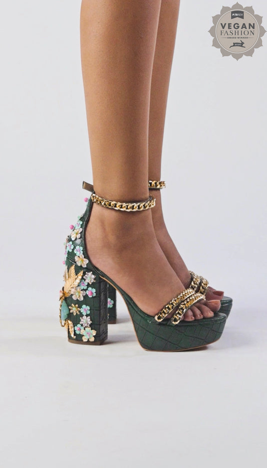 Medusa - Bottle green Block heels