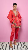 MIRANDA - RED EMBELLISHED KURTA AND PANT SET