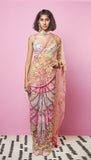 Chrissy Teigen - BISCUIT NUDE EMBELLISHED SAREE SET