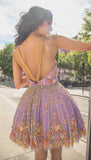 I PURPLE YOU - Lilac Babydoll Embroidered Mini Dress